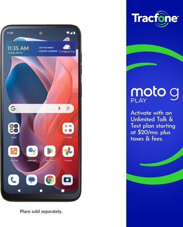Tracfone | Motorola Moto g Play 2024 | Locked | 64GB | 5000mAh Battery | 50MP Quad Pixel Camera | 6.5-in. HD+ 90Hz Display | Sapphire Blue
