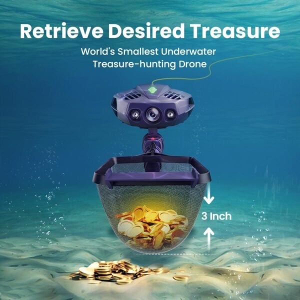 DORY EXPLORE treasure-hunting photography and videography underwater drone, metal detector & net bag, Bluetooth RC, uncovers the secrets of the ocean and experience underwater Adventure (Deep Purple)