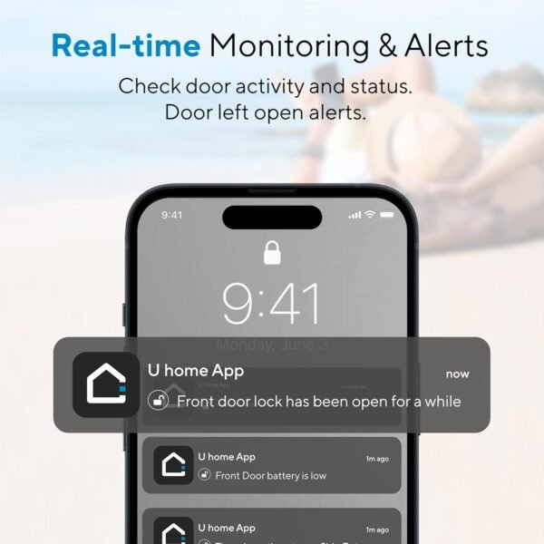 ULTRALOQ U-Bolt Pro WiFi Smart Lock with Door Sensor, 8-in-1 Keyless Entry Door Lock with Fingerprint ID, App Remote Control, Built-in WiFi Keypad Deadbolt, Auto Unlock, IP65 Waterproof, Easy Install
