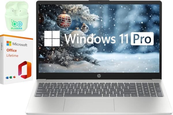 HP 15.6" FHD Business & Student Laptop Computer, 64GB RAM 2TB SSD, 10-Core Intel Core i5, Windows 11 Pro Laptop with Microsoft Office Home & Business Included, PLUSERA Earphones, Silver