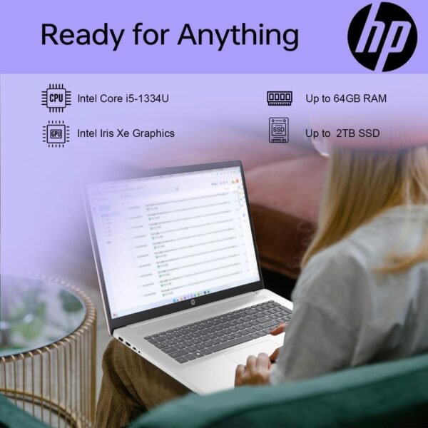 HP Essential Business Laptop, 17.3" FHD Display, Intel Core i5-1334U, 32GB RAM, 1TB PCIe M.2 SSD, Wi-Fi 6, Webcam, Backlit Keyboard, Windows 11 Pro, Silver
