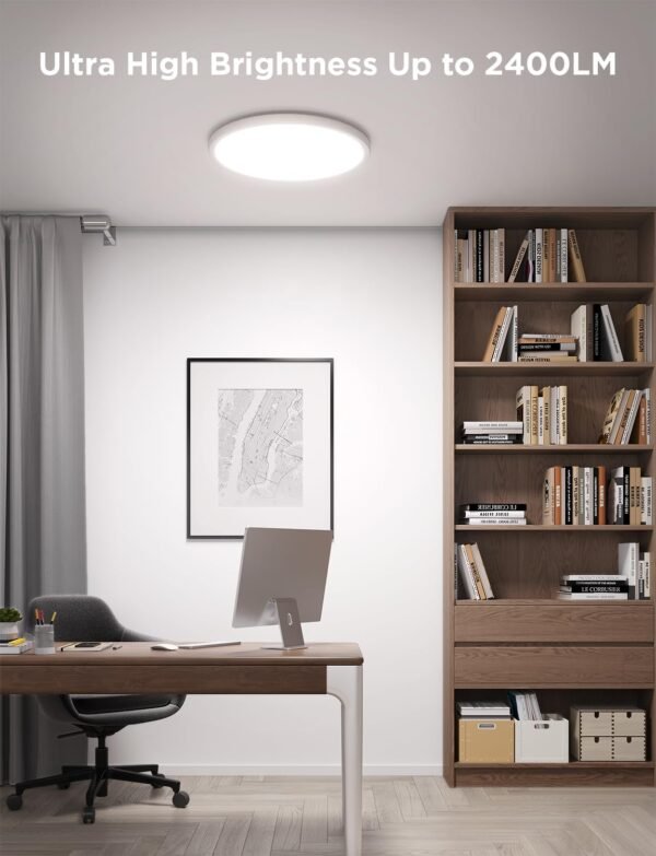 Govee Smart Ceiling Light, RGBIC LED Ceiling Light Fixture, 2400LM Flush Mount Light Fixture, DIY Colors, Works with Alexa, 2200K-6500K Ceiling Lights for Bedroom, Living Room, 12 Inch, 1 Pack