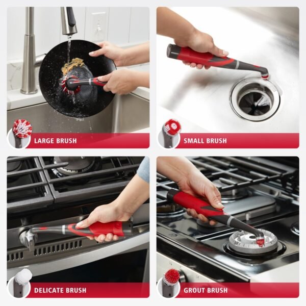 Rubbermaid Reveal Power Scrubber 18-Piece Kit, Cordless Electric Battery Powered Scrub Brush, Water Resistant, for Home/Kitchen/Bathroom/Grout/Tile/Shower/Tub