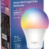 Tapo TP-Link Smart Light Bulbs, 1100 Lumens High Brightness(75W Equivalent), Matter-Certified, 16M Colors RGBW LED Bulb, Dimmable, CRI>90, Voice Control w/Siri, Alexa & Google Home, A19 E26 L535E