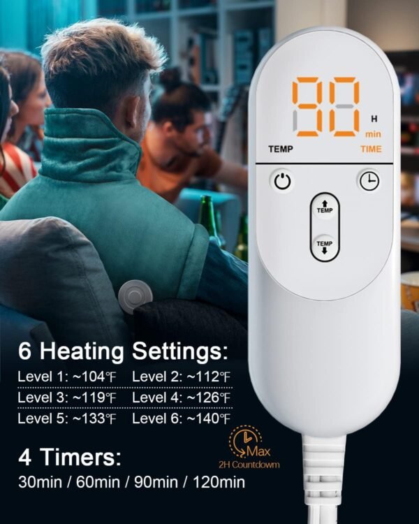 Heating Pad for Neck and Shoulder Pain Relief, Gifts for Women Her Mom Men Him Dad, Weighted Heated Wrap for Back, 6 Heat Settings 2 Hours Auto Shut Off, Anniversary Birthday Gifts, 17x23inch, Blue