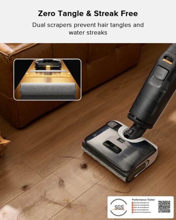 roborock F25 Wet Dry Vacuum Cleaner, Cordless Vacuum Mop All in One with 20000Pa, 194°F Hot Air Flash Drying & Hot Water Self Cleaning, Zero-Tangle Wet Mop Cleaner for Hard Floor, 180° Lie Flat