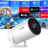 [Electric Focus&Android OS] Mini Projector with WiFi and Bluetooth, XuanPad 4K 1080P Support Portable Projector, 210°Rotatable Stand, Built-in 8000+APPS, Dust Removal and Heat Dissipation Design
