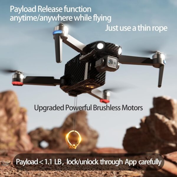 71saJHJFsOL._AC_SL1500_.jpg NewUpgraded Drones with Camera for Adults 4K, 3 Axis Gimbal Drone with Payload Release, Touch Screen Tablet Controller without Obstacle Avoidance, 5 Miles, 82 Minutes Long Battery, Time-lapse, Follow Me/Car, Carbon Fiber Feature Gift Drone