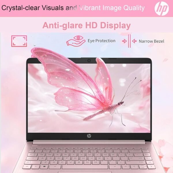 HP Ultralight 14 inch Laptop with Intel 4-Core Processor • with Microsoft 365 and Wireless Earbuds • 16GB RAM • 128GB External & 64GB Onboard & 1TB Cloud Storage • HD Display • Pink • Windows 11