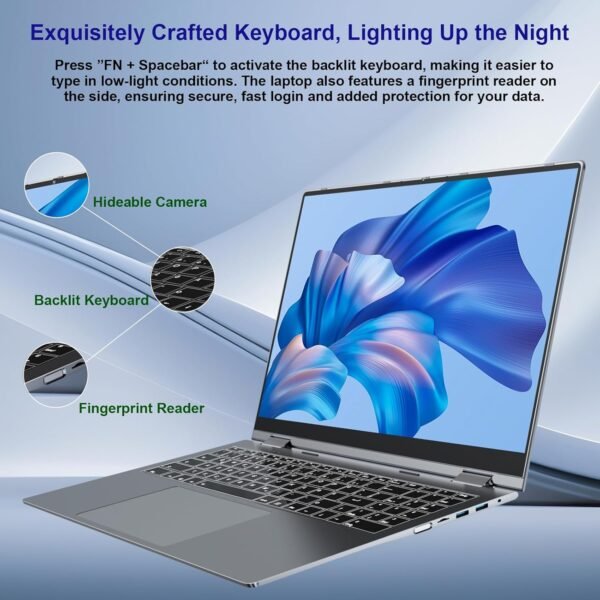 jumper 2 in 1 Laptop, 16 inch Convertible Laptop Computer with IPS FHD 360 Degree Touchscreen, 1152GB Storage, 32GB RAM, Fingerprint Reader, Backlit Keyboard, Celeron N5095, 53.2WH