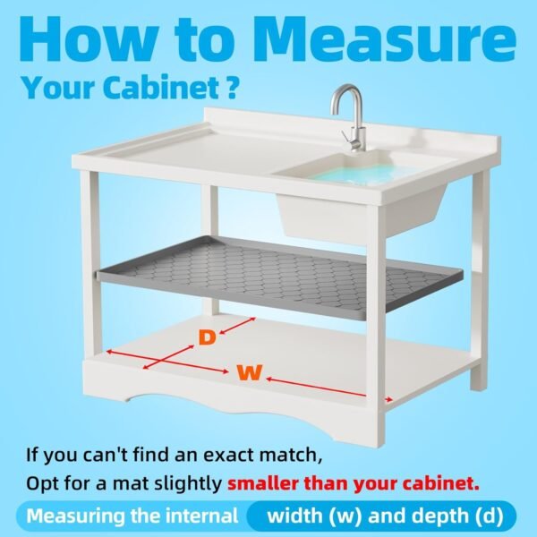 Waterproof Under Sink Mat 34" x 22" Cabinet Liner for Kitchen and Bathroom, Shelf and Counter Protector, Organizers and Storage, Silicone Drip Tray, Gadgets and Accessories
