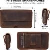 Genuine Leather Horizontal Phone Holster for Men, Horizontal Cell Phone Holder for Belt w/Magnet Closures, Handcrafted Cellphone Case for iPhone and Smartphones