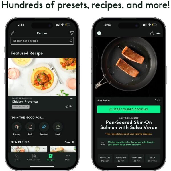 CHEF iQ Sense Smart Wireless Meat Thermometer with 3 Ultra-Thin Probes, Unlimited Range Bluetooth Meat Thermometer, Digital Food Thermometer for Remote Monitoring of BBQ Grill, Oven