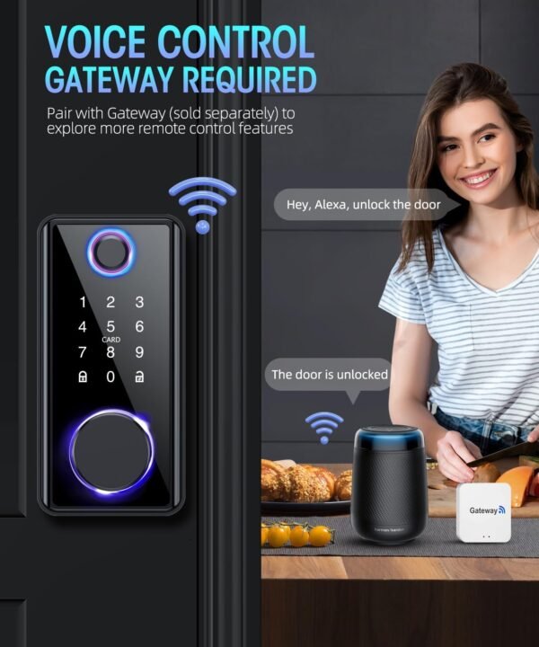 Keyless Entry Fingerprint Door Lock - Smart Deadbolt Lock for Front Door with Keypad - Electronic Lock with APP - Biometric Digital Lock with Code - Auto Lock