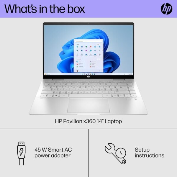 HP Pavilion x360 14 inch Laptop, FHD Touchscreen, 13th Generation Intel Core i3-1315U, 8 GB RAM, 256 GB SSD, Intel UHD Graphics, Windows 11 Home, 14-ek1099nr (2024)