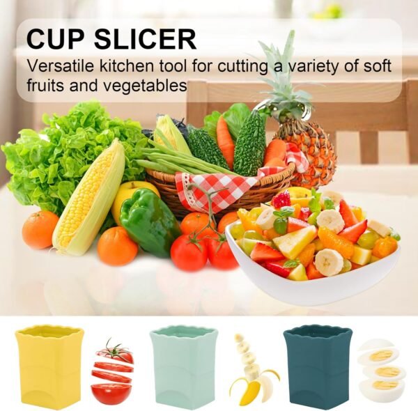 Strawberry Slicer Cup：Fruit Cup Slicer for Strawberry, Egg, Banana, Mushroom, Cucumber, Kiwi and Veggie Salad Speed Cutter the Kitchen Gadget Tool
