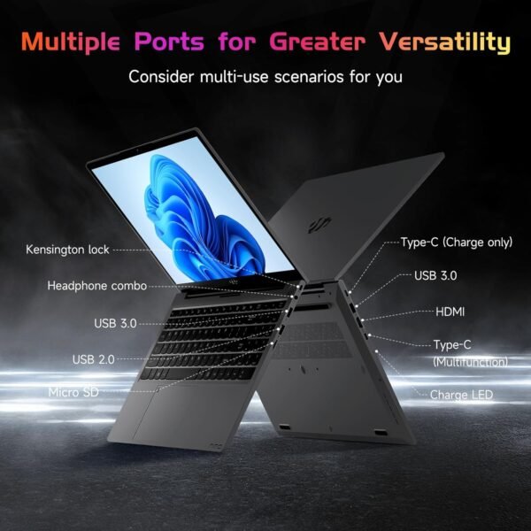 NIMO 15.6" IPS FHD-Student-Laptop, Intel Pentium Quad Core N100(Beat to i3-1115G4 Up to 3.4GHz) Computer with Backlit Keyboard Fingerprint 16GB RAM 256GB SSD WiFi 6 Win 11 Gray