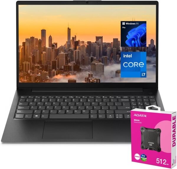 Lenovo V-Series V15 Business Laptop | 15.6" FHD 1920 * Lenovo V-Series V15 Business Laptop | 15.6" FHD 1920 * 1080 | 13th Gen Intel Core i7-13620H | 40GB RAM | 1TB SSD | Webcam | Wi-Fi 6 | Windows 11 Pro | Black | Bundle with ADATA 512GB External SSD