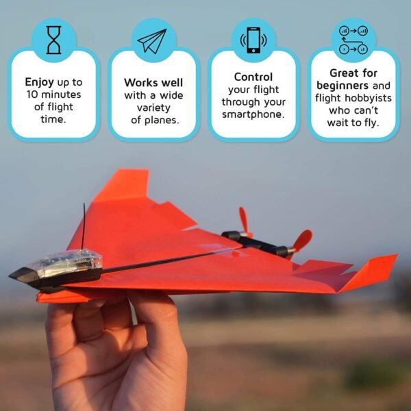 71yfnfGVLPL._AC_SL1500_.jpg POWERUP 4.0 The Next-Generation Smartphone Controlled Paper Airplane Kit, RC Controlled. Easy to Fly with Autopilot & Gyro Stabilizer. for Hobbyists, Pilots, Tinkerers.