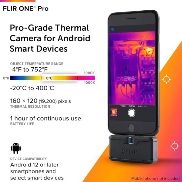 FLIR ONE Pro - High Resolution (160x120) Thermal Imaging Camera for Android Smartphones (USB-C)