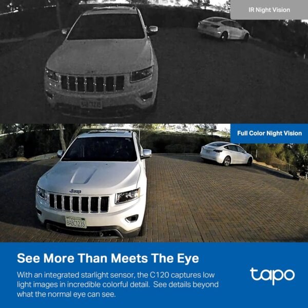 Tapo TP-Link 2K QHD Security Camera, Indoor/Outdoor, 𝟮𝟬𝟮𝟰 𝗣𝗖𝗠𝗮𝗴 𝗘𝗱𝗶𝘁𝗼𝗿'𝘀 𝗖𝗵𝗼𝗶𝗰𝗲, Color Night Vision, Free Person/Pet/Vehicle Detection, Invisible IR Mode, SD Storage, C120