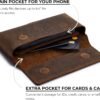 Genuine Leather Horizontal Phone Holster for Men, Horizontal Cell Phone Holder for Belt w/Magnet Closures, Handcrafted Cellphone Case for iPhone and Smartphones