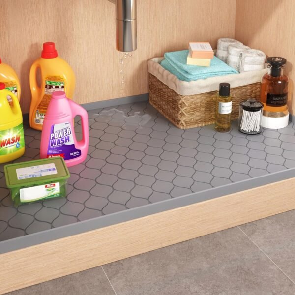 Waterproof Under Sink Mat 34" x 22" Cabinet Liner for Kitchen and Bathroom, Shelf and Counter Protector, Organizers and Storage, Silicone Drip Tray, Gadgets and Accessories