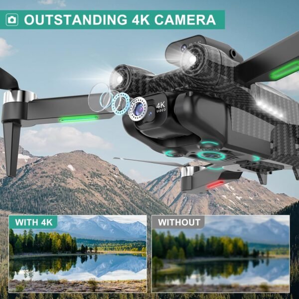 4K Camera Drone for Kids 8-12 & Adults - Beginner-Friendly Mini Drone with Emergency Stop, 360° Flips, Carrying Case & 2 Batteries, Headless Mode,RC Quadcopter Toys for Boys Girls Age 6-14
