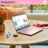 HP Ultralight 14 inch Laptop with Intel 4-Core Processor • with Microsoft 365 and Wireless Earbuds • 16GB RAM • 128GB External & 64GB Onboard & 1TB Cloud Storage • HD Display • Pink • Windows 11