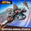 BEZGAR Drones for Kids | 2.4GHZ RC Plane, 6-axis Gyro Remote Control Airplane, RC Helicopter, 360° Flip Fighter Jet Toy with Colorful LED Navigation Light Blue