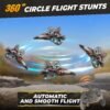 BEZGAR Drones for Kids | 2.4GHZ RC Plane, 6-axis Gyro Remote Control Airplane, RC Helicopter, 360° Flip Fighter Jet Toy with Colorful LED Navigation Light Blue