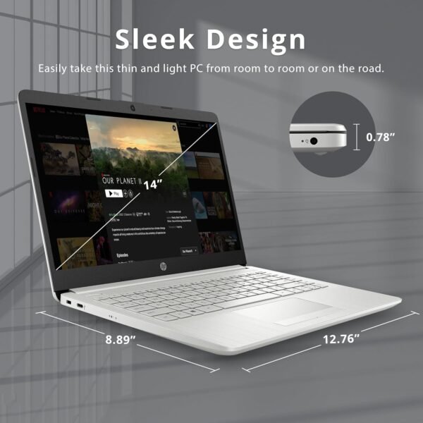 HP Stream 14" HD BrightView Laptop, Intel Celeron N4120 Processor, 16GB RAM, 64GB SSD, Intel UHD Graphics, 720p Webcam, WiFi, HDMI, Win 11 S, Silver (Renewed)
