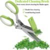 Herb Scissors, Herb Scissors with 5 Blades and Cover – Sharp Dishwasher Safe Kitchen Scissors, Must-Have Kitchen Gadgets, Cool Gadgets, Herb Shears Cutter tool, Green