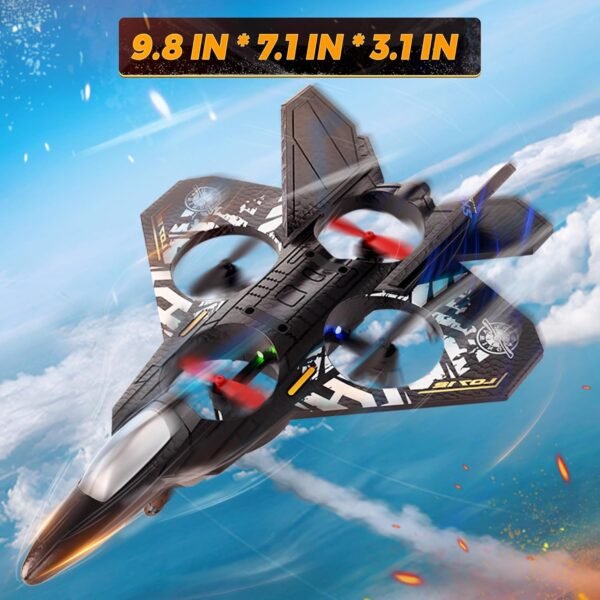 BEZGAR Drones for Kids | 2.4GHZ RC Plane, 6-axis Gyro Remote Control Airplane, RC Helicopter, 360° Flip Fighter Jet Toy with Colorful LED Navigation Light Blue