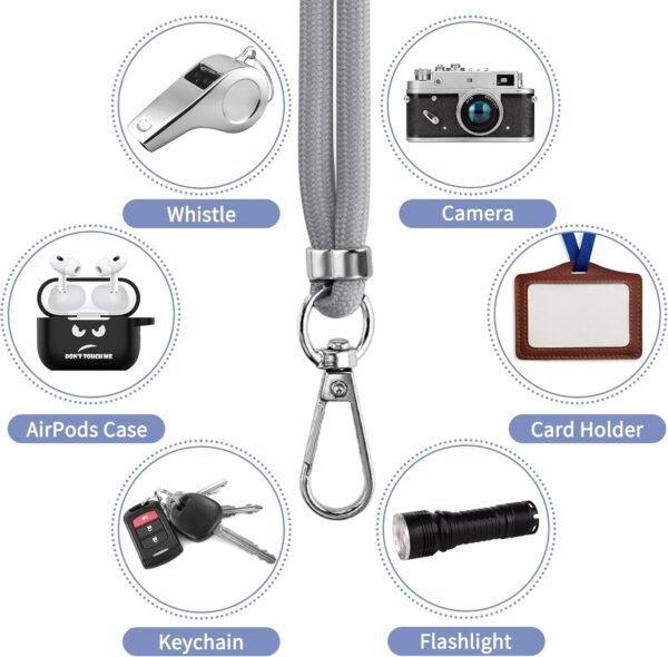CACOE Phone Lanyard 2 Pcs-1 Pcs Adjustable Neck Strap,1 Pcs Wrist Strap,2 Pcs Pads,Universal Crossbody Multifuctional Cell Phone Lanyards Compatible with Most Smartphones(Gray)