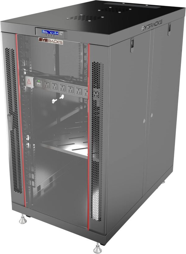 Server Rack Locking Cabinet Network Enclosure Premium Series for Server Server Rack Locking Cabinet Network Enclosure Premium Series for Server AV Networking Computer and Other IT Equipment - 35-inch Depth - Thermosystem/LCD Screen (18U)