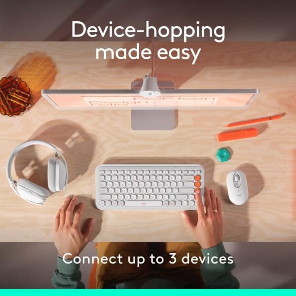 Logitech POP Mouse, Compact and Portable Wireless Bluetooth Mouse with Programmable Buttons and Quiet Clicks, Easy-Switch Between up to 3 Devices, Laptop, Tablet, PC - Rose