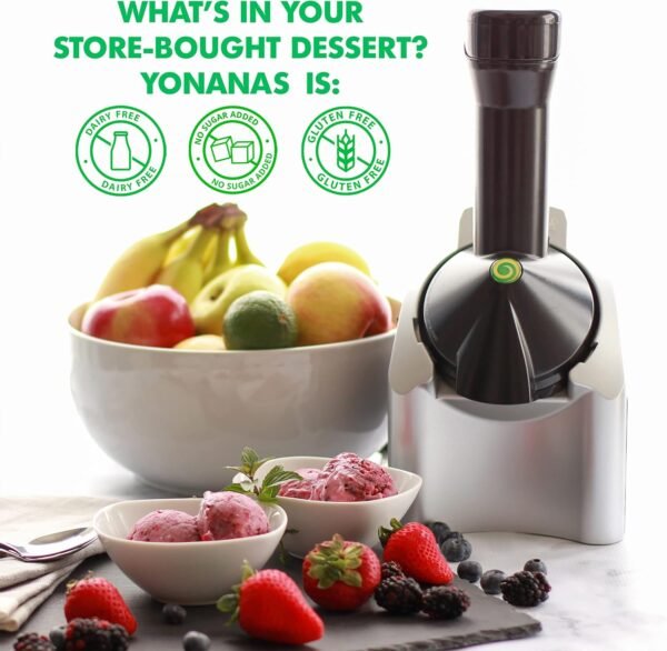 Yonanas Classic Original Healthy Dessert Fruit Soft Serve Maker, 200-Watt, Silver