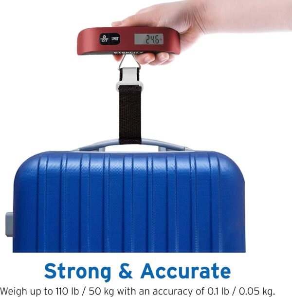 Etekcity Luggage Scale for Travel Essentials, Digital Suitcase Weight Scale with Hook, Travel Accessories for Portable Hanging Baggage, 110 Pounds, Battery Included