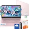 HP Ultralight 14 inch Laptop with Intel 4-Core Processor • with Microsoft 365 and Wireless Earbuds • 16GB RAM • 128GB External & 64GB Onboard & 1TB Cloud Storage • HD Display • Pink • Windows 11