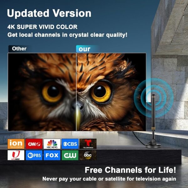TV Antenna Indoor Antenna for Smart TV for Long Range Reception and All Smart TVs HD Digital Antenna with Amplifier Signal Booster for Local Channels Supports 4K 1080p-2025 Upgrade