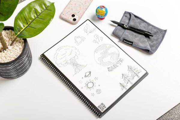 Rocketbook Core Reusable Spiral Notebook, Letter Size 8.5x11, Black - Dotted Pages, App-Connected, Erasable, Durable Cover, Ideal for School, Work, and Creative Projects