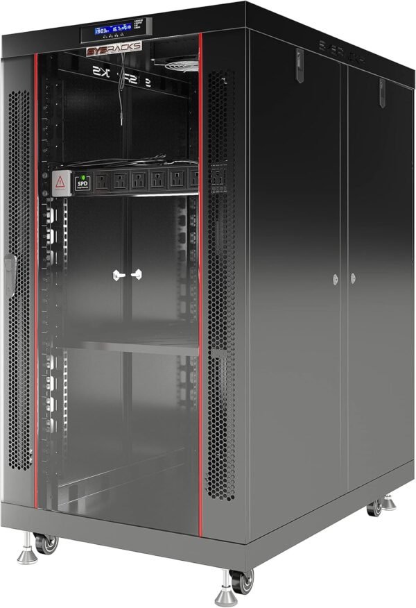 81QR1f6QYyL._AC_SL1500_.jpg Server Rack Locking Cabinet Network Enclosure Premium Series for Server AV Networking Computer and Other IT Equipment - 35-inch Depth - Thermosystem/LCD Screen (18U)