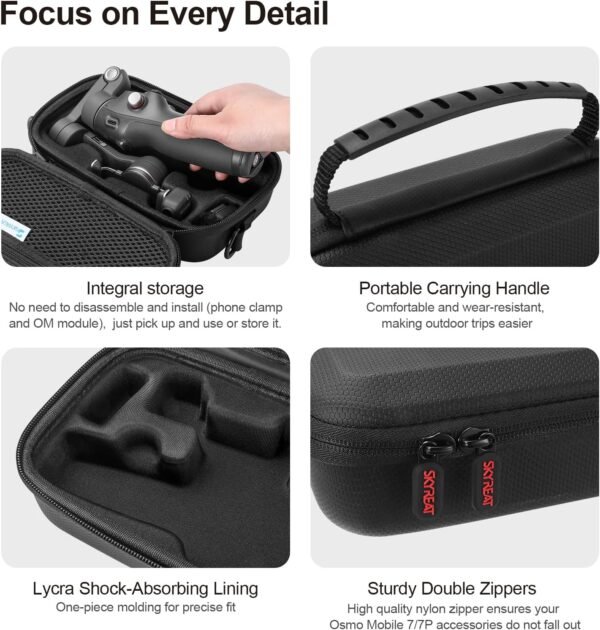 Skyreat Osmo Mobile 7P Case,PU Leather Portable Storage OM 7P Case Shoulder Bag for DJI OM 7 /7P Smartphone Gimbal Stabilizer Accessories
