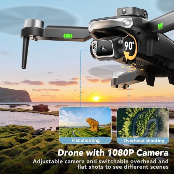 S165max Drones with 1080P HD Camera for Adults Brushless Motor Drone with Propeller Guards, 3 Batteries, FPV Foldable Drone with One Button Take Off/Landing, Toys Drone for Boys Beginners