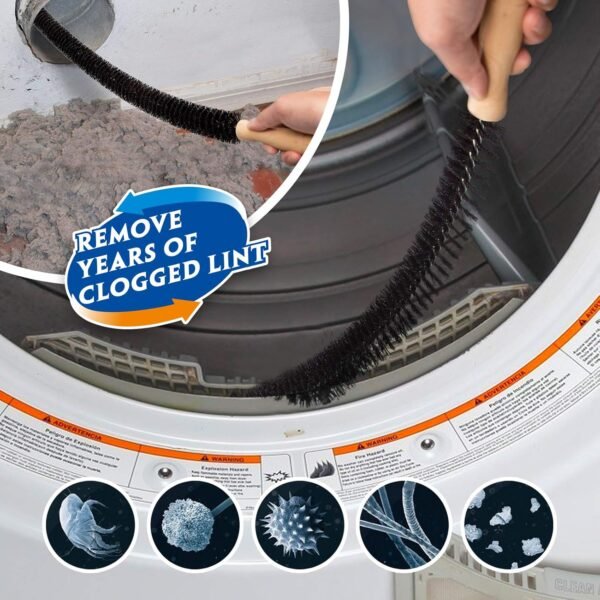 Holikme 2 Pieces Dryer Vent Cleaner Kit, Dryer Lint Vacuum Attachment and Flexible Dryer Lint Brush, Dryer Vent Vacuum Hose Attachment, Blue