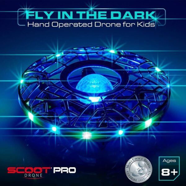 Force1 Scoot Pro Hand Operated Drone for Kids or Adults- Induction Hands Free Motion Sensors Mini Drones with Bright LED Projection, 360 Flips, Easy Indoor Small UFO Flying Orb Ball Drone Toy for Boys Girls