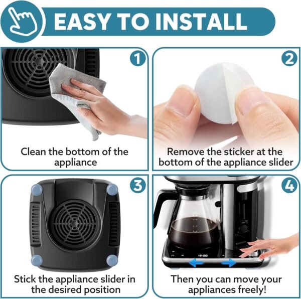 Appliance Sliders for Kitchen 24 PCS Self-Adhesive Small Kitchen Appliance Slider Hacks Easy to MovIing & Space Saving Must Have Gadgets Mixer Accessories for countertop