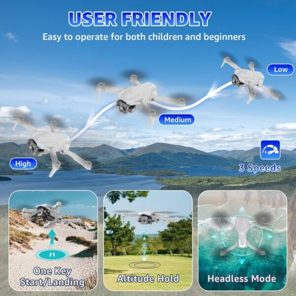 Drone with Camera for Kids & Adults, 1080P HD Mini FPV Drones with Altitude Hold, One-Key Take Off/Landing, Headless Mode, 360° Flips, Speed Adjustment, Toys Gifts for Boys Girls, Beginner