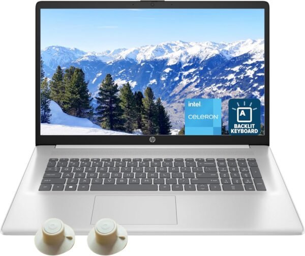 HP 17" Laptop, Intel Celeron N4120 Processor, 16GB RAM, 1TB SSD, Backlit Keyboard, Intel UHD Graphics 600, Windows 11 Home, Webcam, Wi-Fi, Bluetooth, Alpacatec Accessories, Diamond White(Renewed)